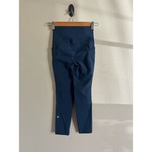 Lululemon Women Swift Speed HR Crop  Size 0 " Luxtreme LW6BJ9S Navy NWOT 20"